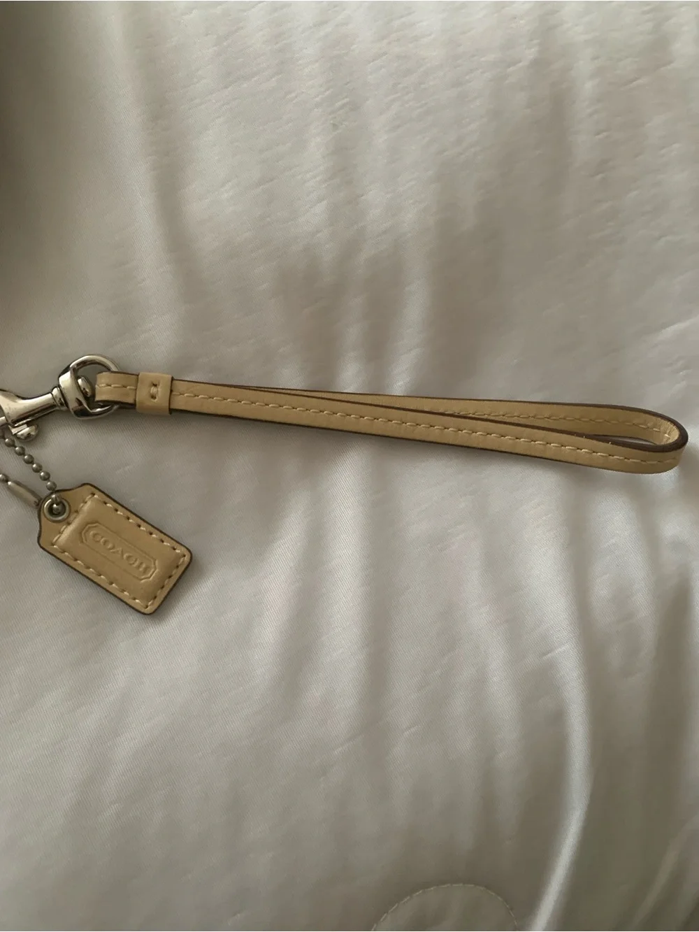 Coach Signature Pleated Wristlet in Light Beige